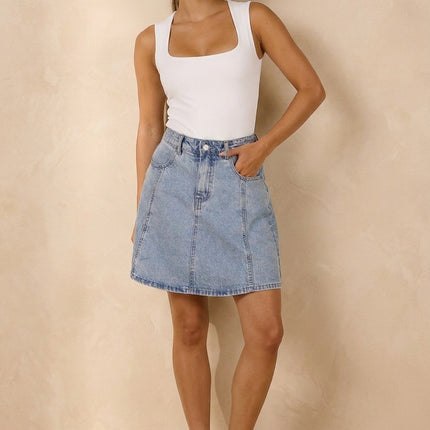 NEW100626 Lichtblauwe Denim A-Lijn Rok