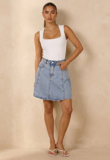 NEW100626 Lichtblauwe Denim A-Lijn Rok