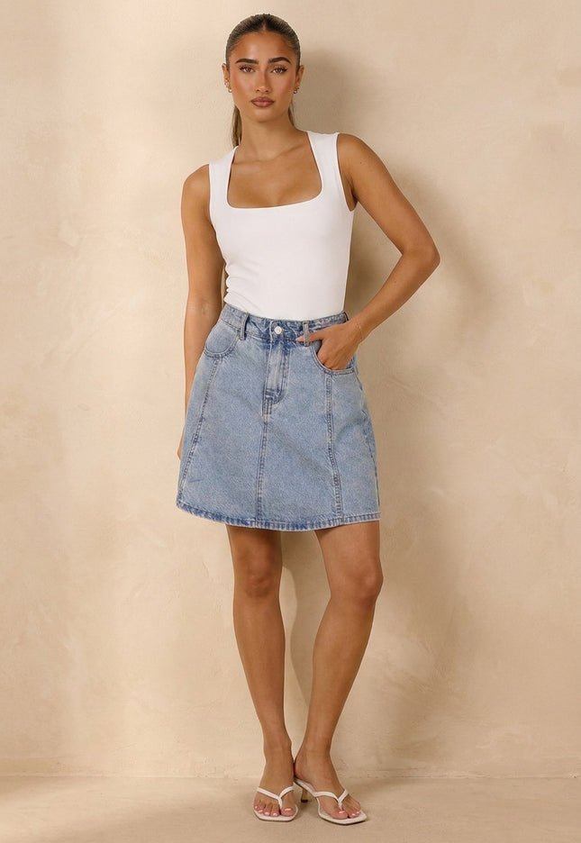NEW100626 Lichtblauwe Denim A-Lijn Rok