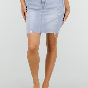 NEW100626 Lichtblauwe Denim Mini Rok