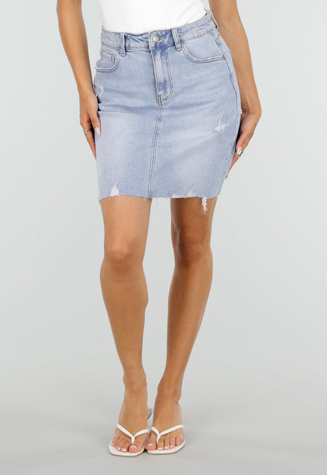 NEW100626 Lichtblauwe Denim Mini Rok