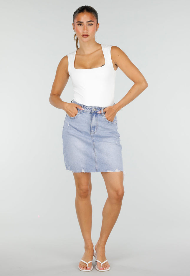 NEW100626 Lichtblauwe Denim Mini Rok
