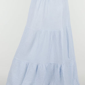 NEW100626 Lichtblauwe Mousseline Maxi Rok