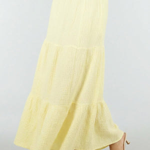 NEW100626 Lichtgele Mousseline Maxi Rok
