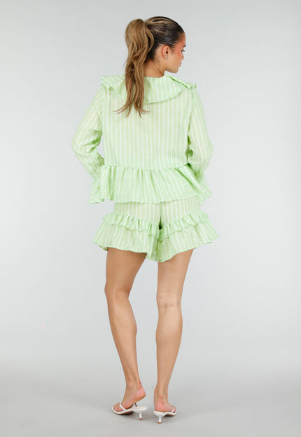 NEW100626 Lichtgroene Gestreepte Two Piece Set