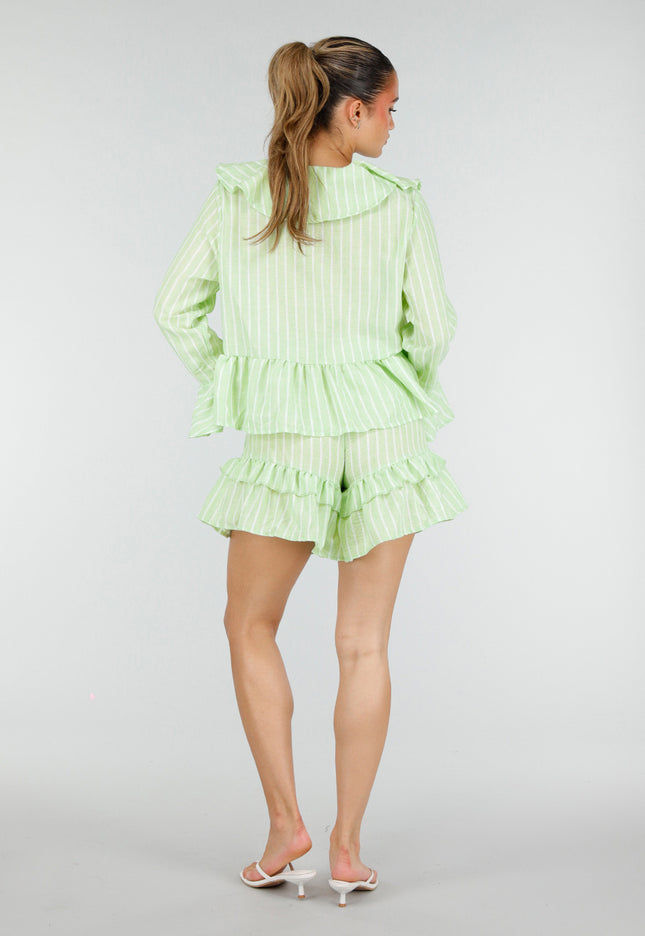 NEW100626 Lichtgroene Gestreepte Two Piece Set