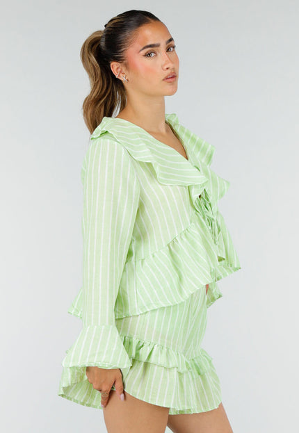 NEW100626 Lichtgroene Gestreepte Two Piece Set