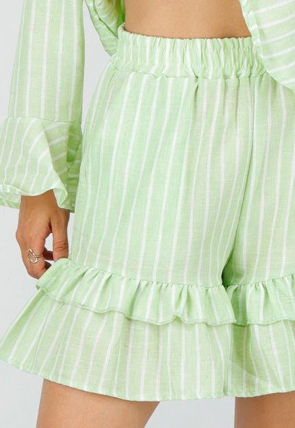 NEW100626 Lichtgroene Gestreepte Two Piece Set