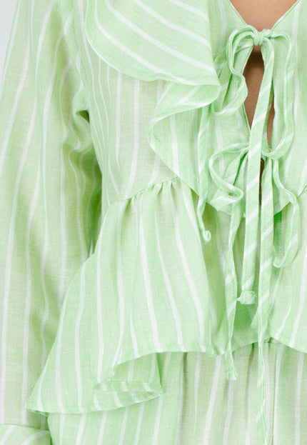 NEW100626 Lichtgroene Gestreepte Two Piece Set
