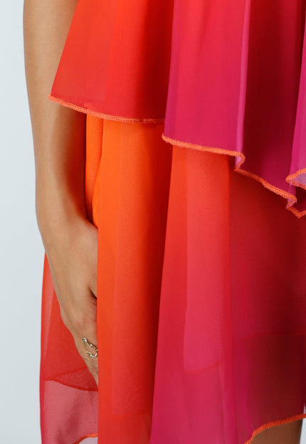 NEW100626 Oranje Roze Halter Jurk