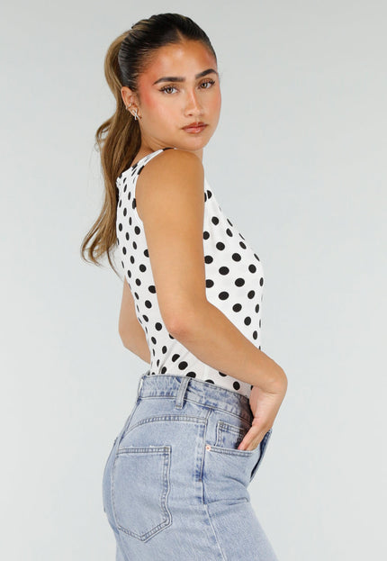 NEW100626 Witte Body met Zwarte Stippen