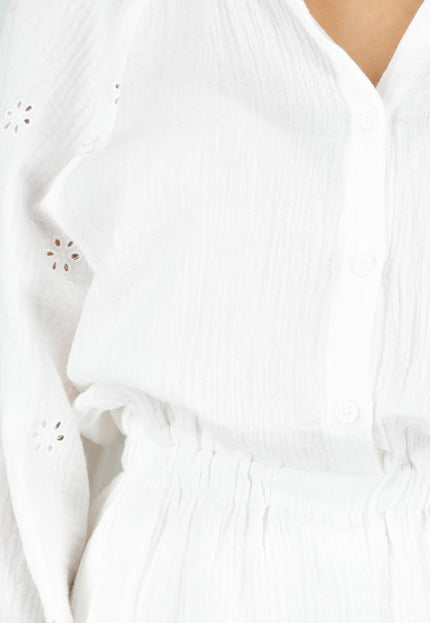 NEW100626 Witte Mousseline Playsuit