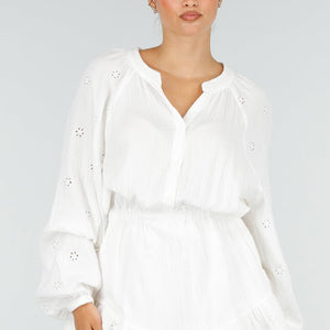 NEW100626 Witte Mousseline Playsuit
