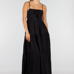 NEW100626 Zwarte Maxi Jurk met Spaghettibandjes