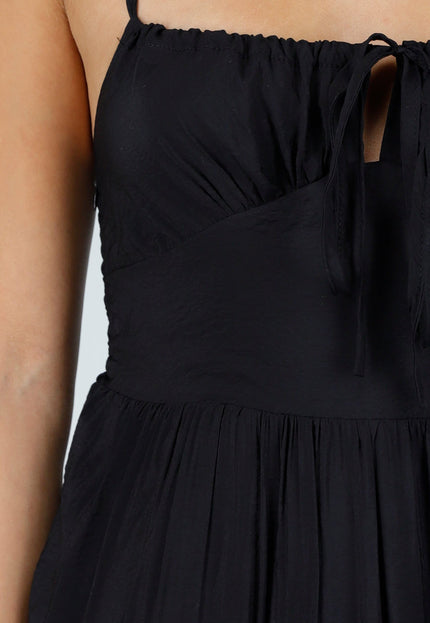 NEW100626 Zwarte Maxi Jurk met Spaghettibandjes