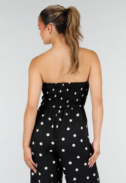 NEW100626 Zwarte Strapless Jumpsuit met Stippen