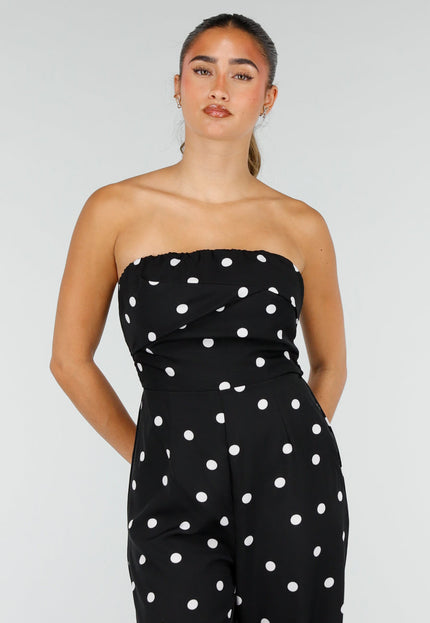 NEW100626 Zwarte Strapless Jumpsuit met Stippen
