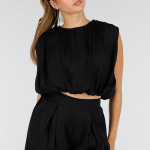 NEW100626 Zwarte Two Piece Set met Ballonshort