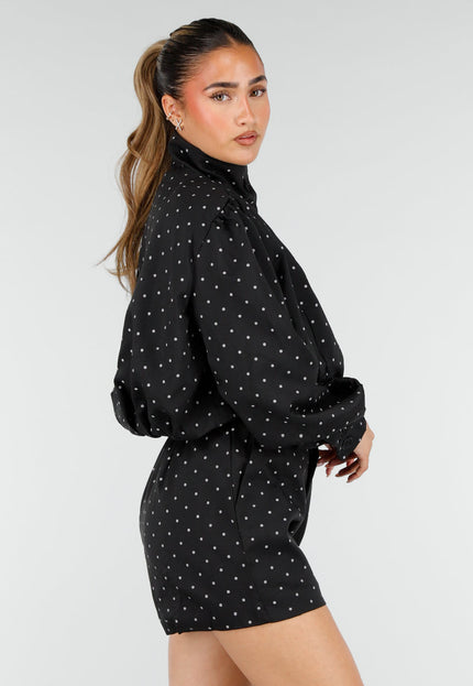 NEW100626 Zwarte Two Piece Set met Polkadots