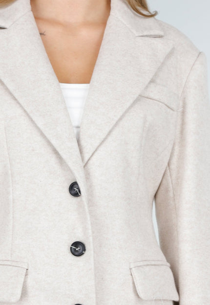 NEW100925 Beige Manteljas met Knopen