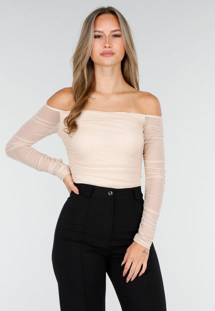 OP=OP.48.NL Beige Off Shoulder Stretch Top