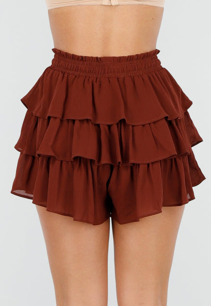 NEW100925 Bruine Skort met Laagjes
