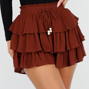 NEW100925 Bruine Skort met Laagjes