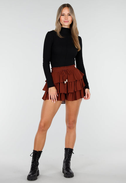 NEW100925 Bruine Skort met Laagjes