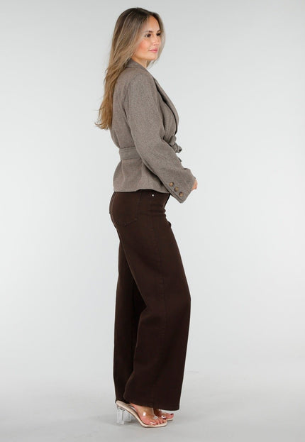 NEW100925 Bruine Korte Jas met Ceintuur