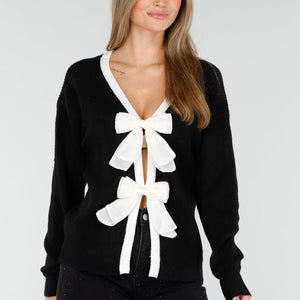 OP=OP.10.NL Cardigan Zwart met Strikken