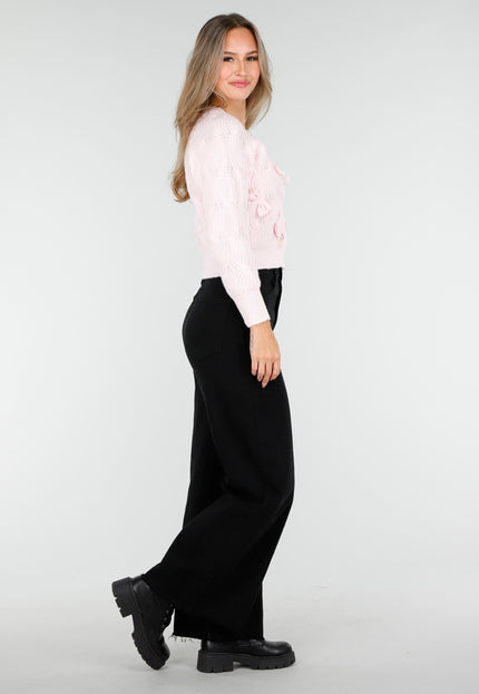 NEW100925 Gebreide Cardigan in Roze met Strikken