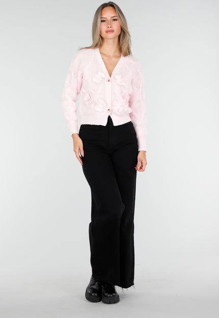 NEW100925 Gebreide Cardigan in Roze met Strikken
