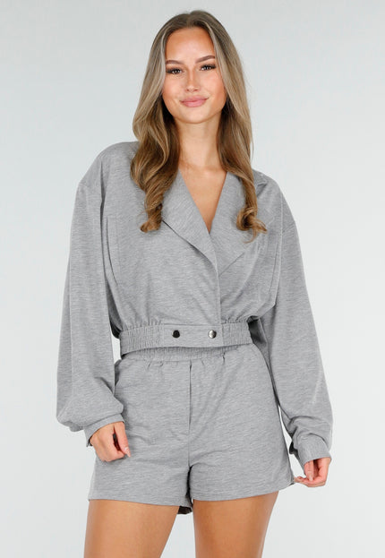 OP=OP.AV.09 Grijs Lounge Setje met Vest en Shorts