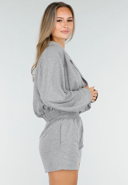 OP=OP.AV.09 Grijs Lounge Setje met Vest en Shorts