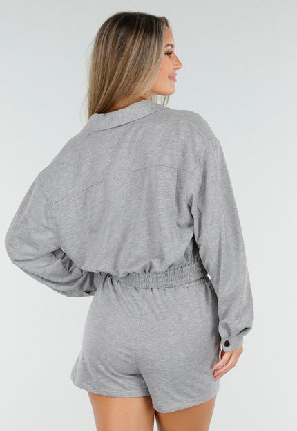 OP=OP.AV.09 Grijs Lounge Setje met Vest en Shorts