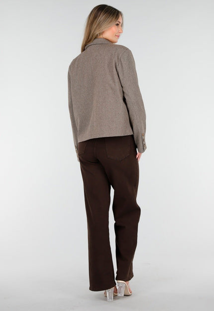 NEW100925 Bruine Korte Jas met Ceintuur