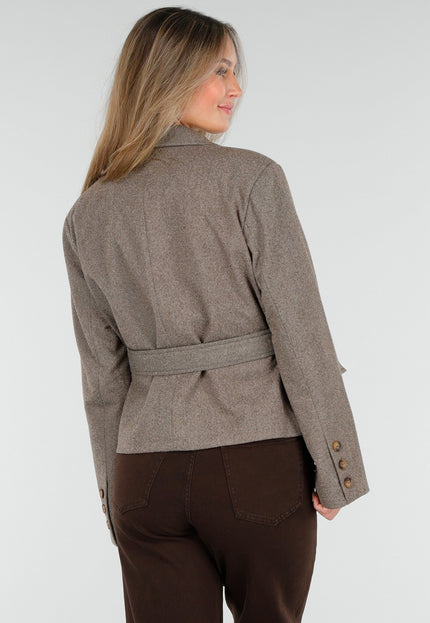 NEW100925 Bruine Korte Jas met Ceintuur