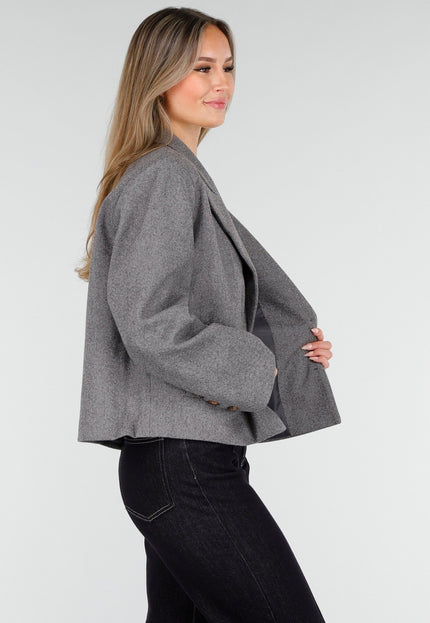 NEW100925 Korte Grijze Jas met Knopen