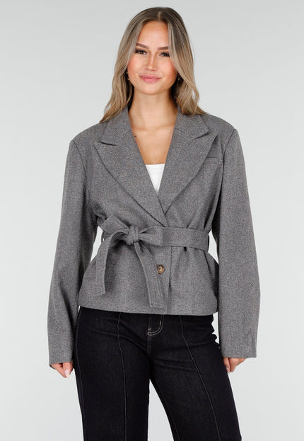 NEW100925 Korte Grijze Jas met Knopen