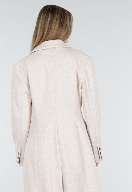 NEW100925 Beige Manteljas met Knopen