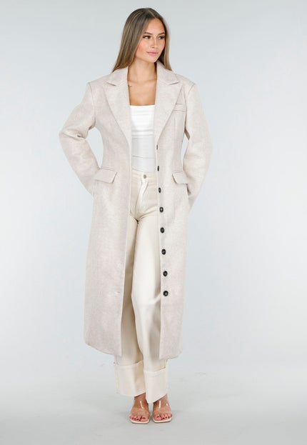 NEW100925 Beige Manteljas met Knopen