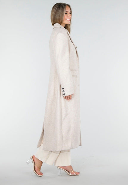 NEW100925 Beige Manteljas met Knopen