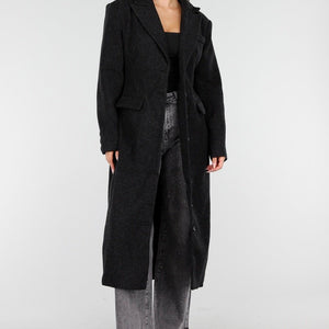 NEW100925 Lange Zwarte Manteljas