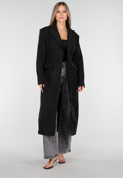 NEW100925 Lange Zwarte Manteljas