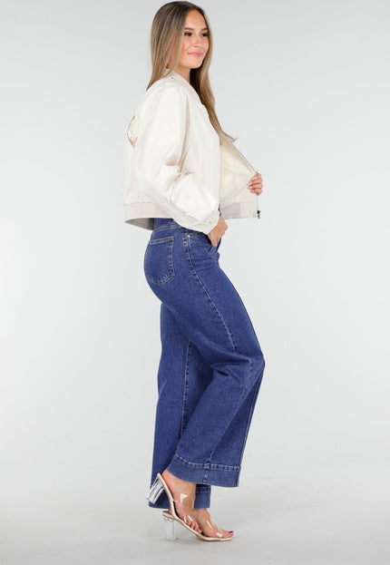 NEW100925 Beige Bomberjas met Cargo Zakken