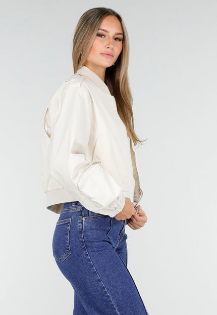 NEW100925 Beige Bomberjas met Cargo Zakken