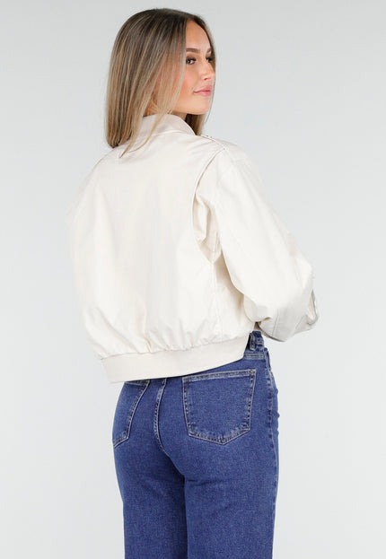 NEW100925 Beige Bomberjas met Cargo Zakken