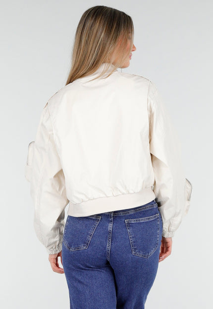 NEW100925 Beige Bomberjas met Cargo Zakken