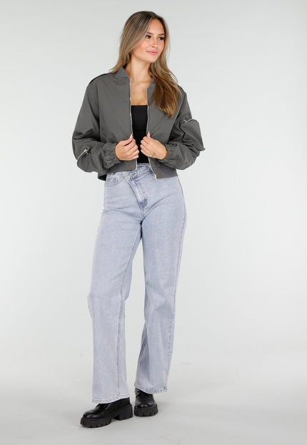 NEW100925 Grijze Bomberjas met Cargo Zakken