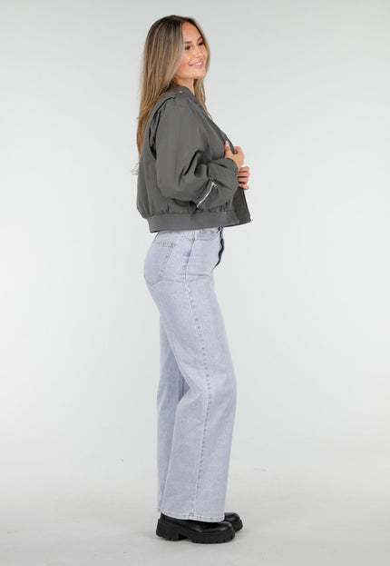 NEW100925 Grijze Bomberjas met Cargo Zakken